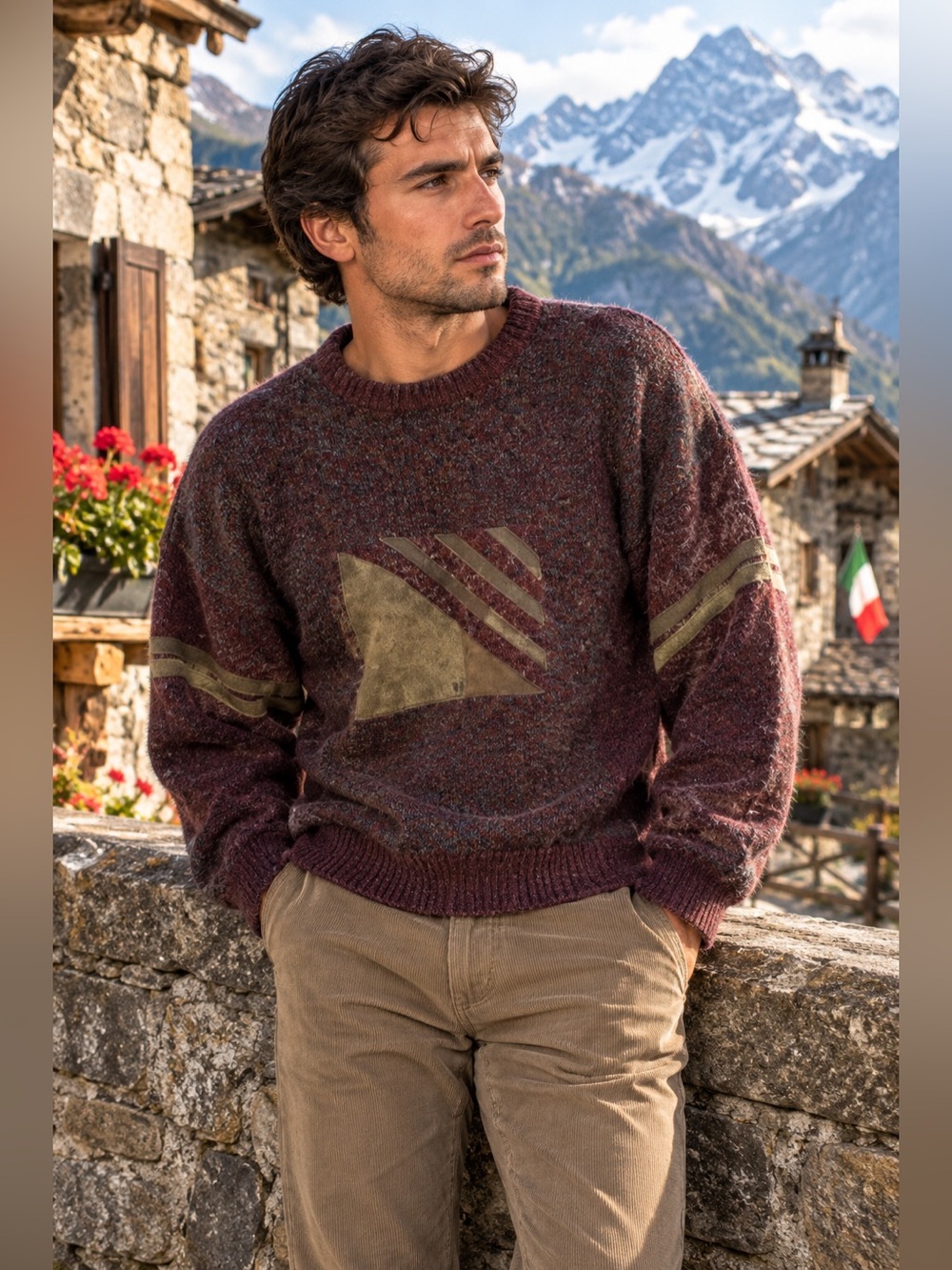 Vintage Italian Wool Blend Grandpa Style Sweater